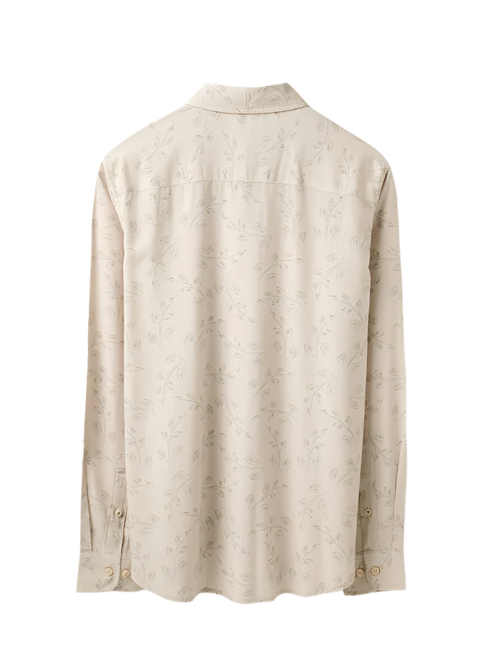 MEN&#39;S REGULAR FIT SPREAD COLLAR TONAL FLORAL SHIRT