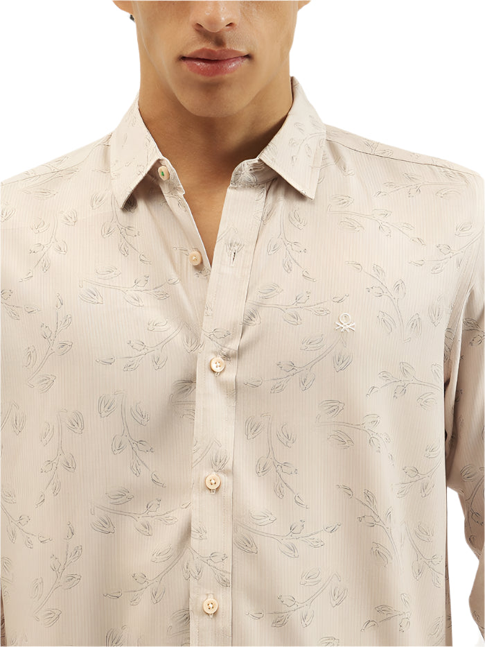 MEN&#39;S REGULAR FIT SPREAD COLLAR TONAL FLORAL SHIRT