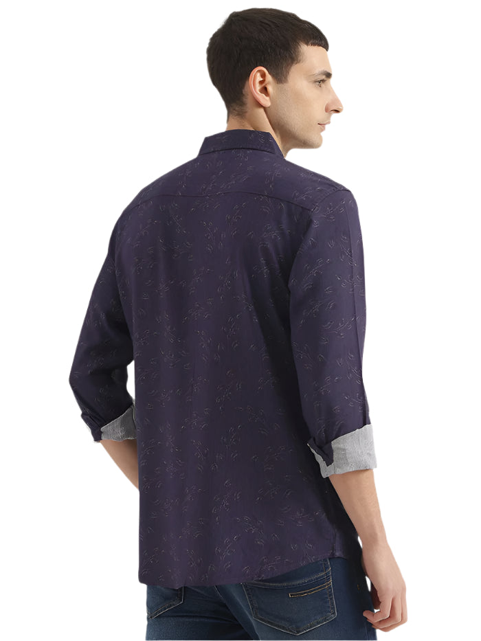 MEN'S REGULAR FIT SPREAD COLLAR TONAL FLORAL SHIRT