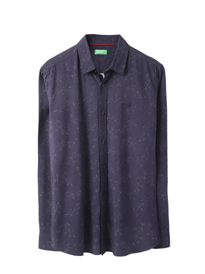 MEN&#39;S REGULAR FIT SPREAD COLLAR TONAL FLORAL SHIRT