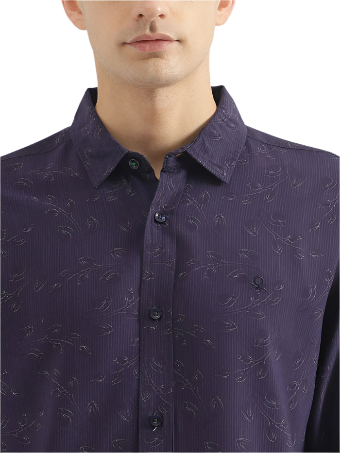 MEN&#39;S REGULAR FIT SPREAD COLLAR TONAL FLORAL SHIRT