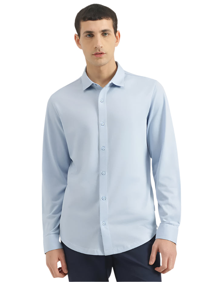 MEN'S SLIM FIT SPREAD COLLAR SOLID SHIRT