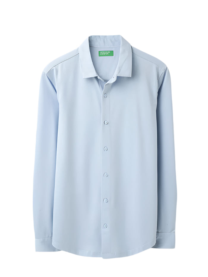 MEN&#39;S SLIM FIT SPREAD COLLAR SOLID SHIRT