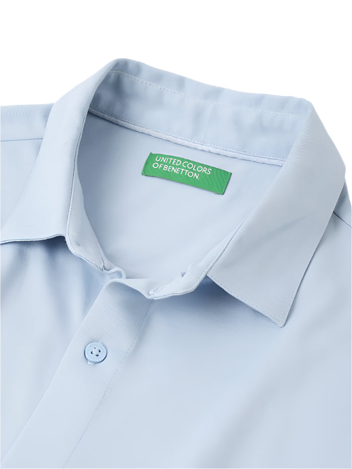 MEN&#39;S SLIM FIT SPREAD COLLAR SOLID SHIRT