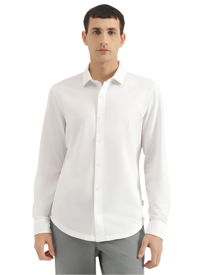 MEN'S SLIM FIT SPREAD COLLAR SOLID SHIRT