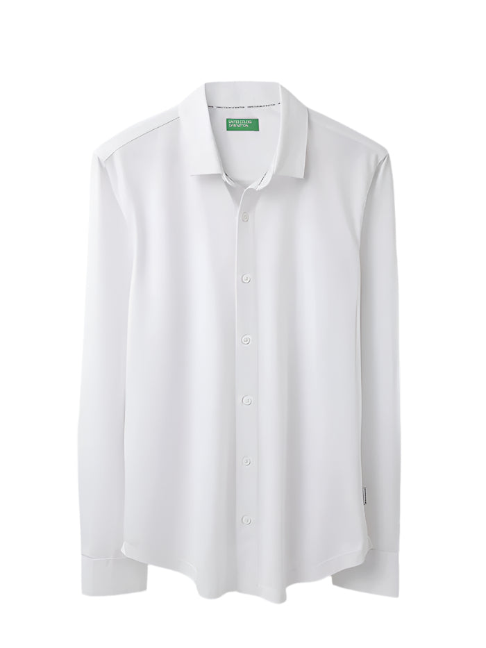 MEN&#39;S SLIM FIT SPREAD COLLAR SOLID SHIRT