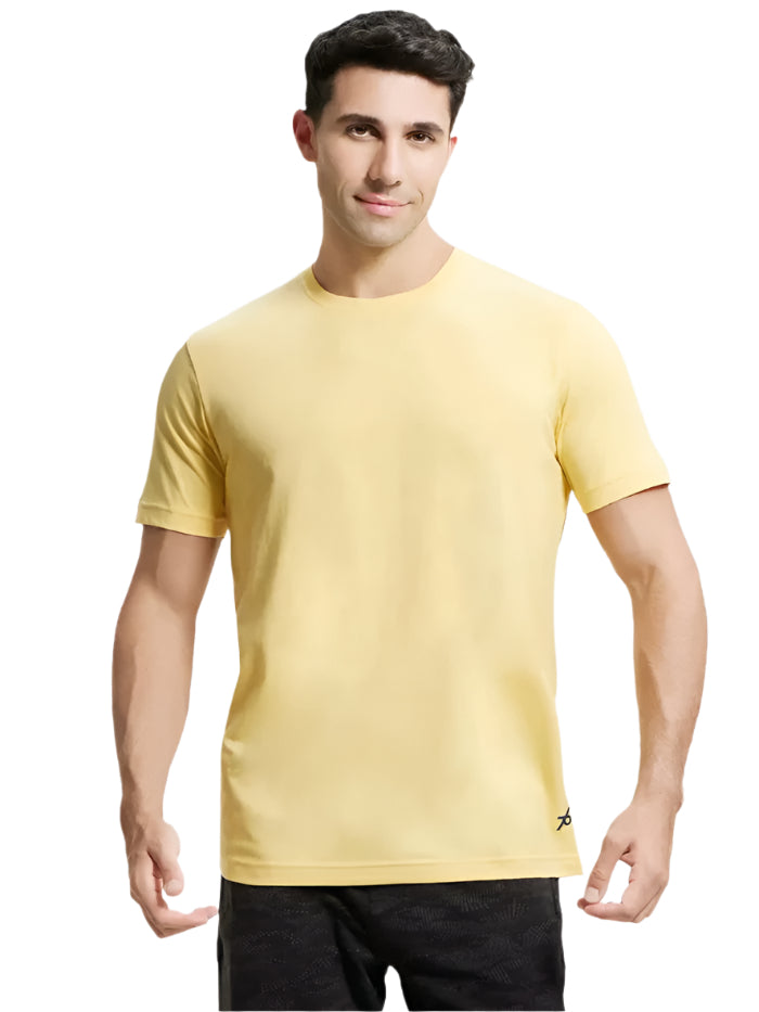 Men's Super Combed Cotton Rich Round Neck Half Sleeve Corn Silk T-Shirt