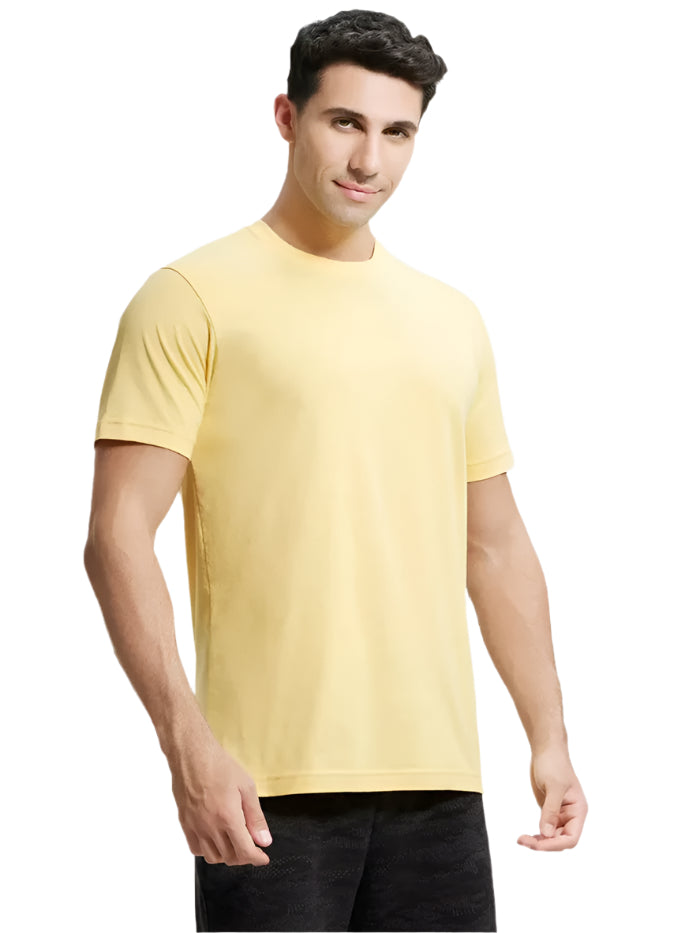 Men's Super Combed Cotton Rich Round Neck Half Sleeve Corn Silk T-Shirt