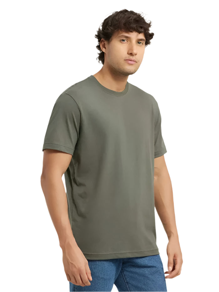 Men's Super Combed Cotton Rich Round Neck Deep Olive Half Sleeve T-Shirt