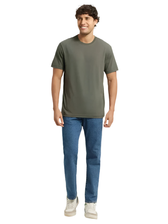 Men&#39;s Super Combed Cotton Rich Round Neck Deep Olive Half Sleeve T-Shirt