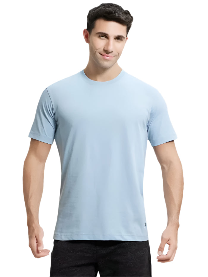 Men's Super Combed Cotton Rich Round Neck Half Sleeve Dusty Blue T-Shirt