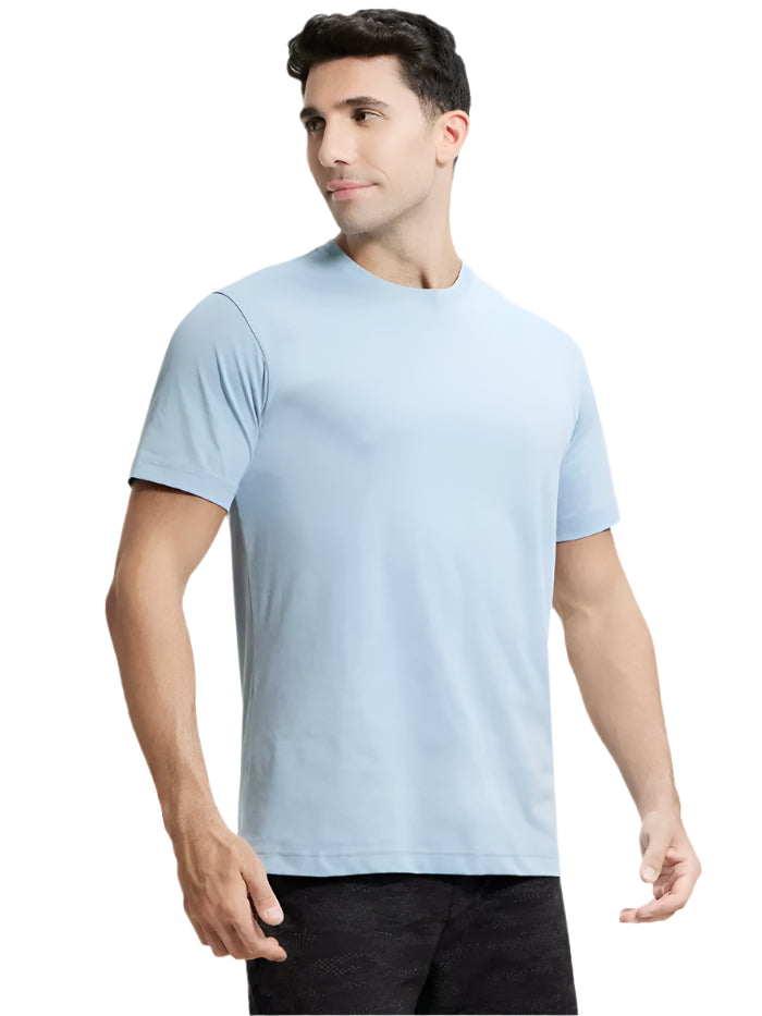 Men's Super Combed Cotton Rich Round Neck Half Sleeve Dusty Blue T-Shirt