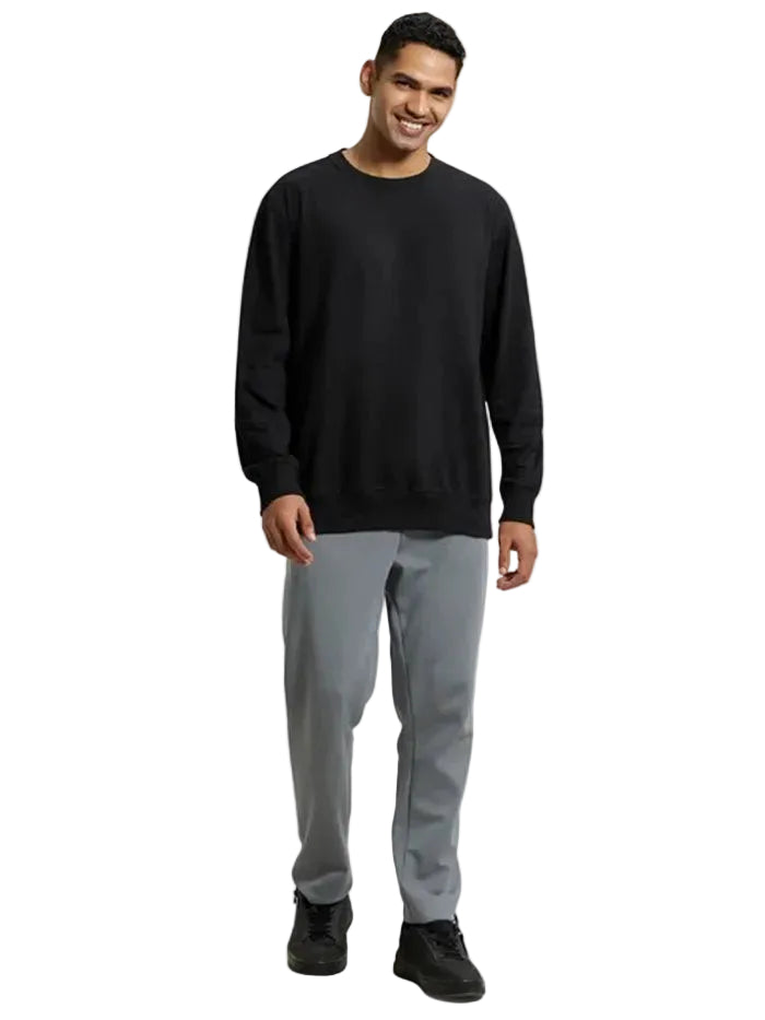 Men's Super Combed Cotton French Terry Solid Sweatshirt - Black