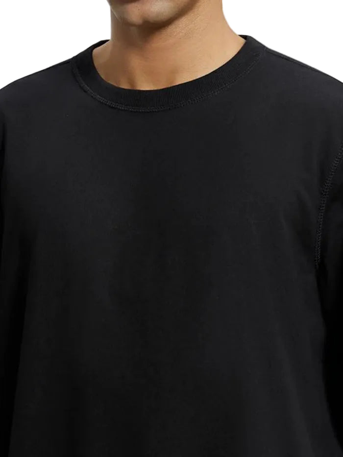 Men's Super Combed Cotton French Terry Solid Sweatshirt - Black