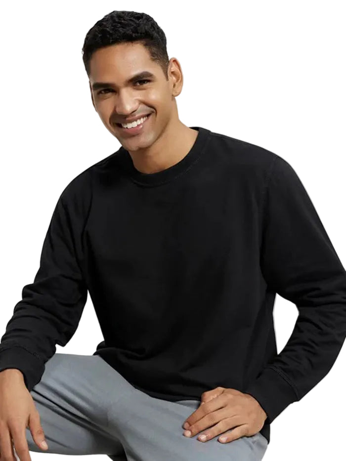 Men's Super Combed Cotton French Terry Solid Sweatshirt - Black