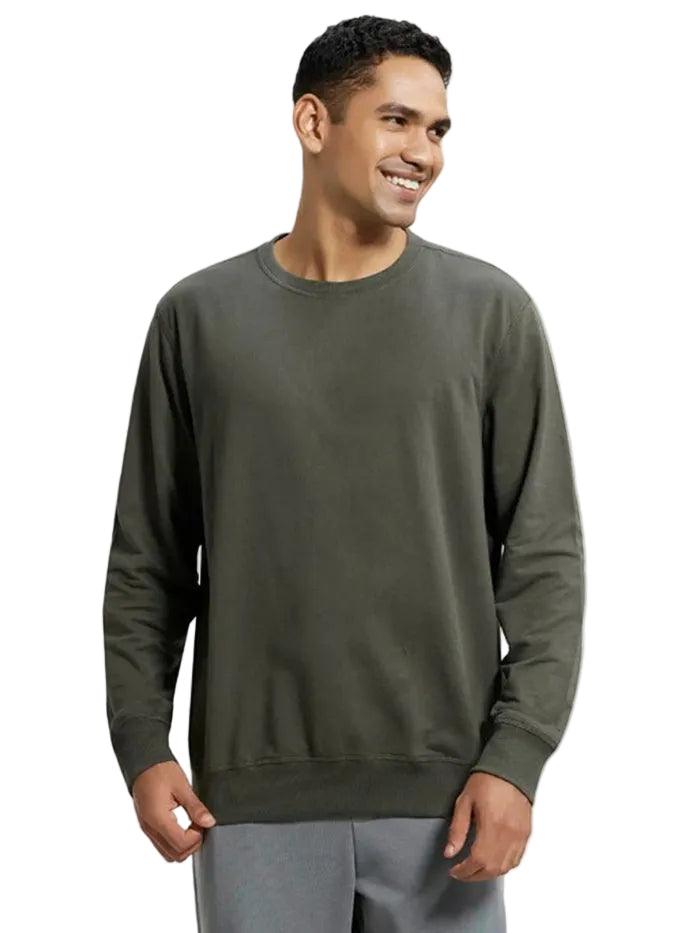 Men's Super Combed Cotton French Terry Solid Sweatshirt - Deep Olive