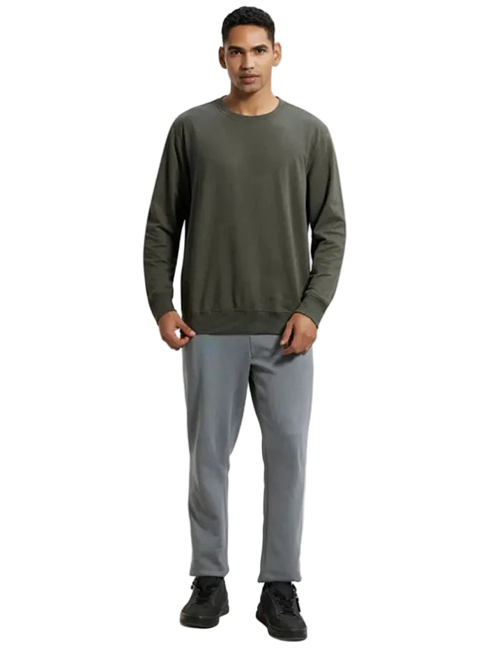 Men's Super Combed Cotton French Terry Solid Sweatshirt - Deep Olive