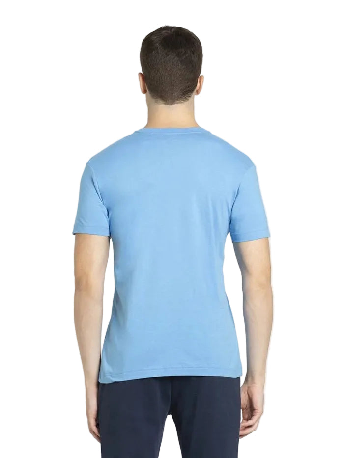 Super Combed Cotton Rich Solid V Neck Half Sleeve T-Shirt - Azure Blue