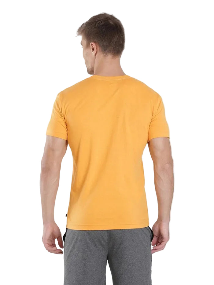 Super Combed Cotton Rich Solid V Neck Half Sleeve T-Shirt - Burnt Gold