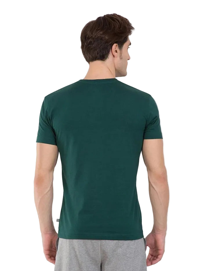 Super Combed Cotton Rich Solid V Neck Half Sleeve T-Shirt - Eden Green