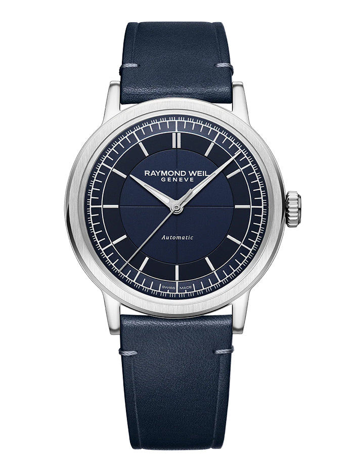 RAYMOND WEIL MILLESIME MEN'S AUTOMATIC BLUE LEATHER WATCH
