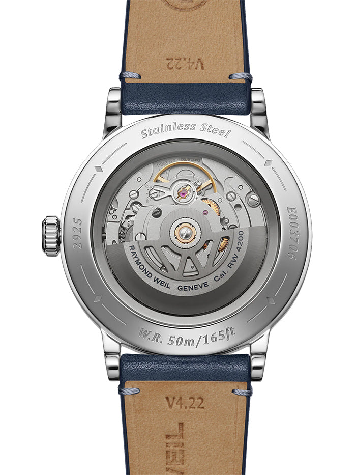 RAYMOND WEIL MILLESIME MEN'S AUTOMATIC BLUE LEATHER WATCH