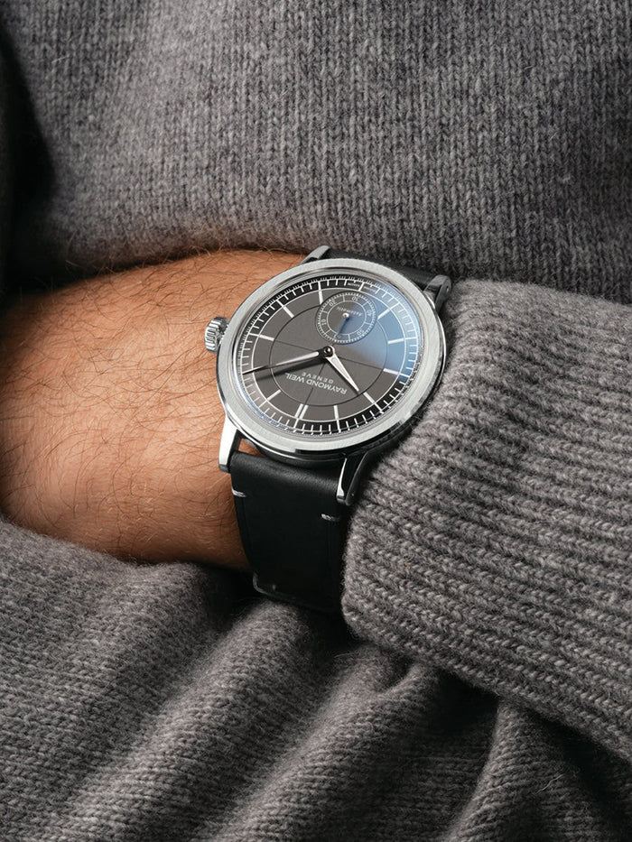 RAYMOND WEIL MILLESIME MEN'S AUTOMATIC SMALL SECONDS BLACK WATCH