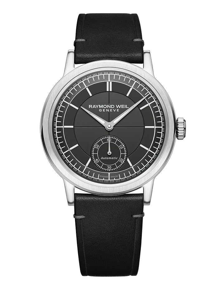 RAYMOND WEIL MILLESIME MEN'S AUTOMATIC SMALL SECONDS BLACK WATCH