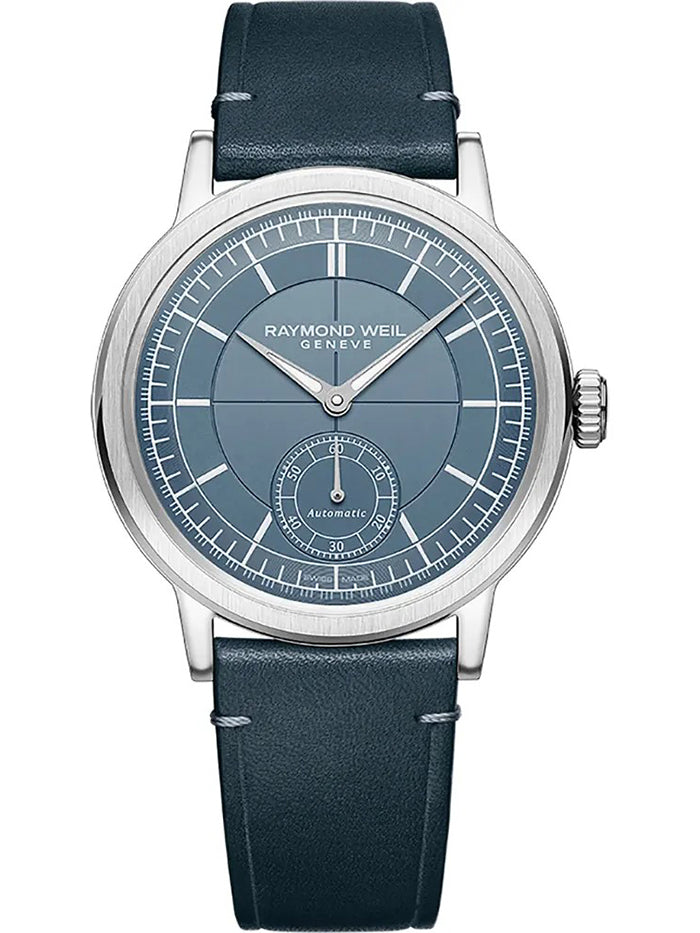 RAYMOND WEIL MILLESIME MEN'S AUTOMATIC SMALL SECONDS BLUE BRACELET WATCH