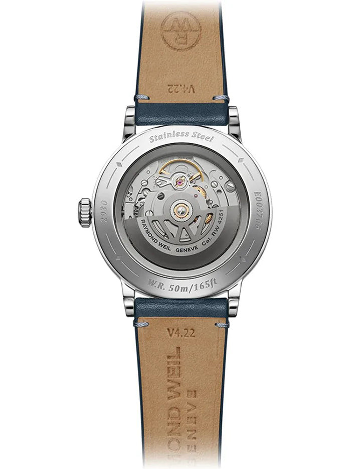 RAYMOND WEIL MILLESIME MEN'S AUTOMATIC SMALL SECONDS BLUE BRACELET WATCH