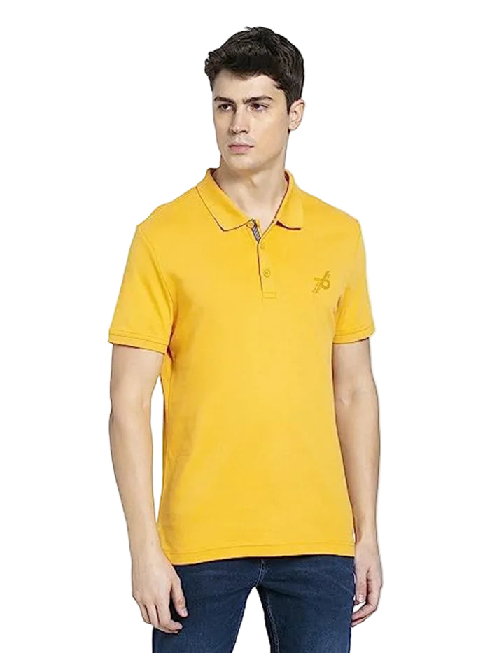 Super Combed Cotton Rich Solid Half Sleeve Polo T-Shirt -Burnt Gold