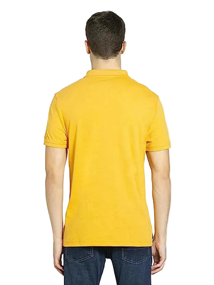 Super Combed Cotton Rich Solid Half Sleeve Polo T-Shirt -Burnt Gold