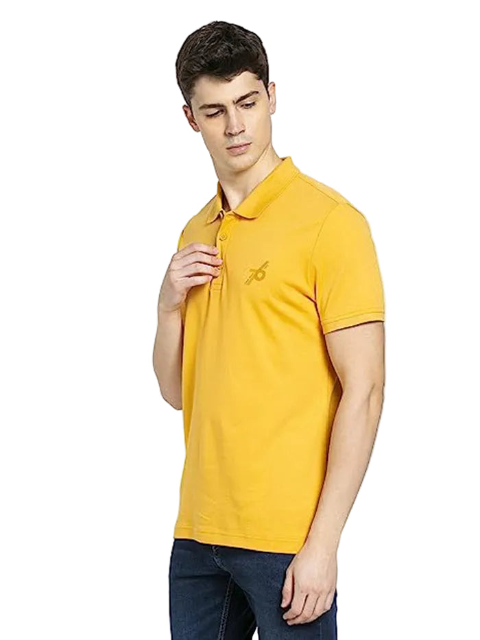 Super Combed Cotton Rich Solid Half Sleeve Polo T-Shirt -Burnt Gold