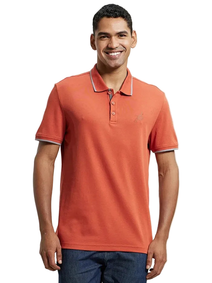 Super Combed Cotton Rich Solid Half Sleeve Polo T-Shirt - Cinnabar