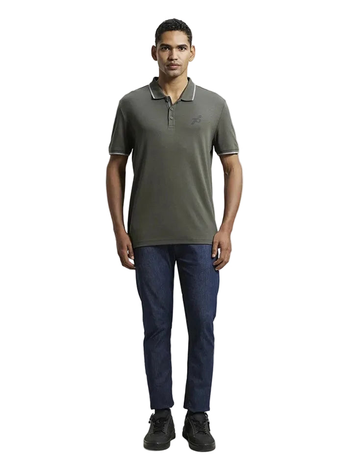Super Combed Cotton Rich Solid Half Sleeve Polo T-Shirt - Deep Olive