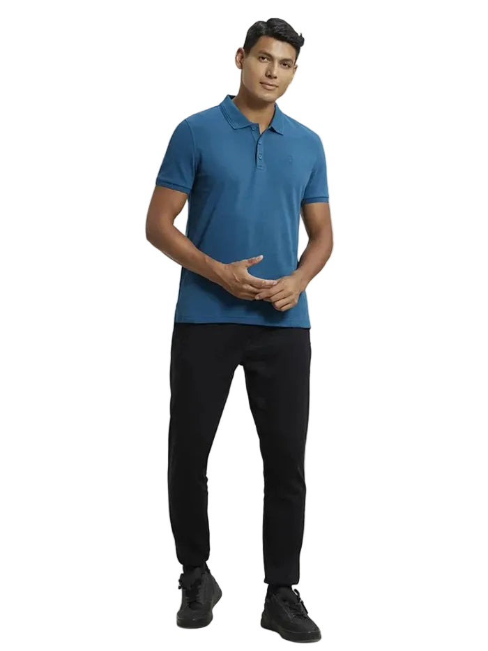 Super Combed Cotton Rich Solid Half Sleeve Polo T-Shirt - Seaport Teal