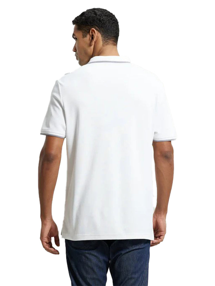Men's White Cotton Polo T-Shirt