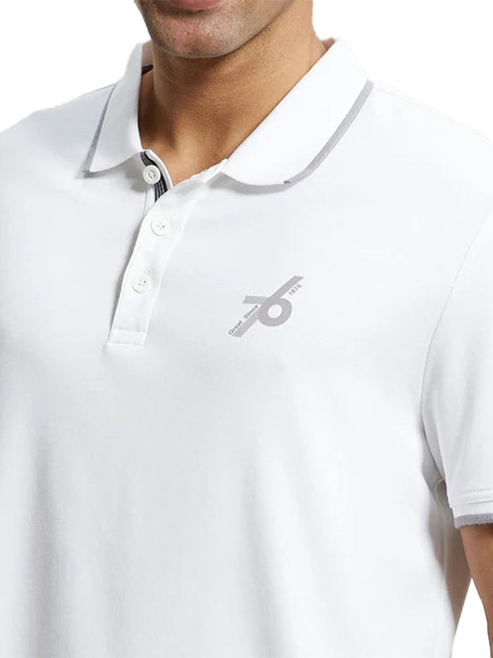 Men&#39;s White Cotton Polo T-Shirt
