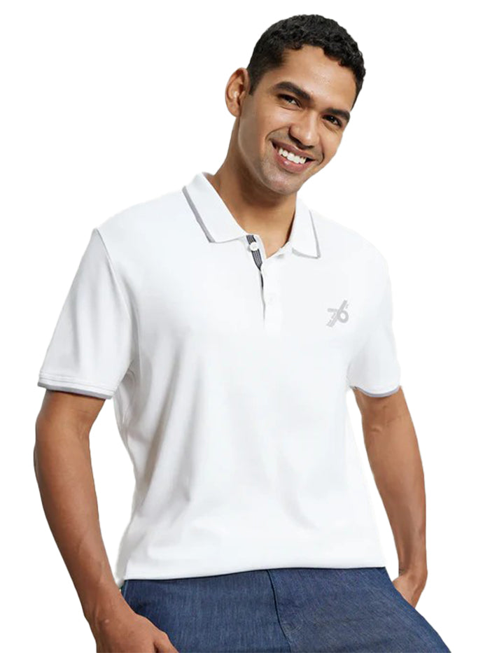 Men&#39;s White Cotton Polo T-Shirt