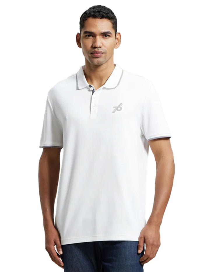Men's White Cotton Polo T-Shirt