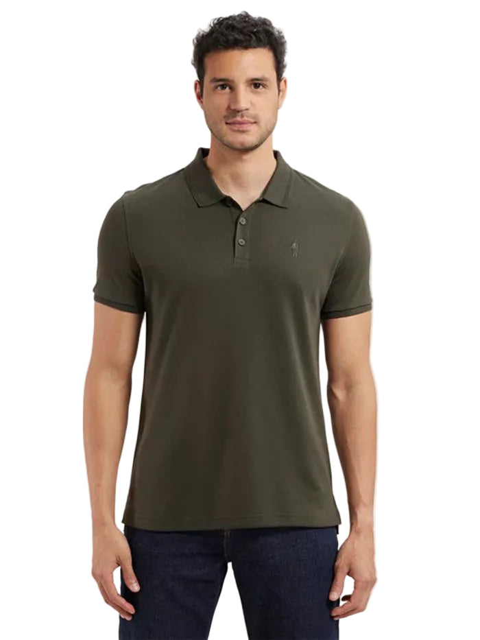 Men's Super Combed Cotton Rich Solid Half Sleeve Olive Polo T-Shirt