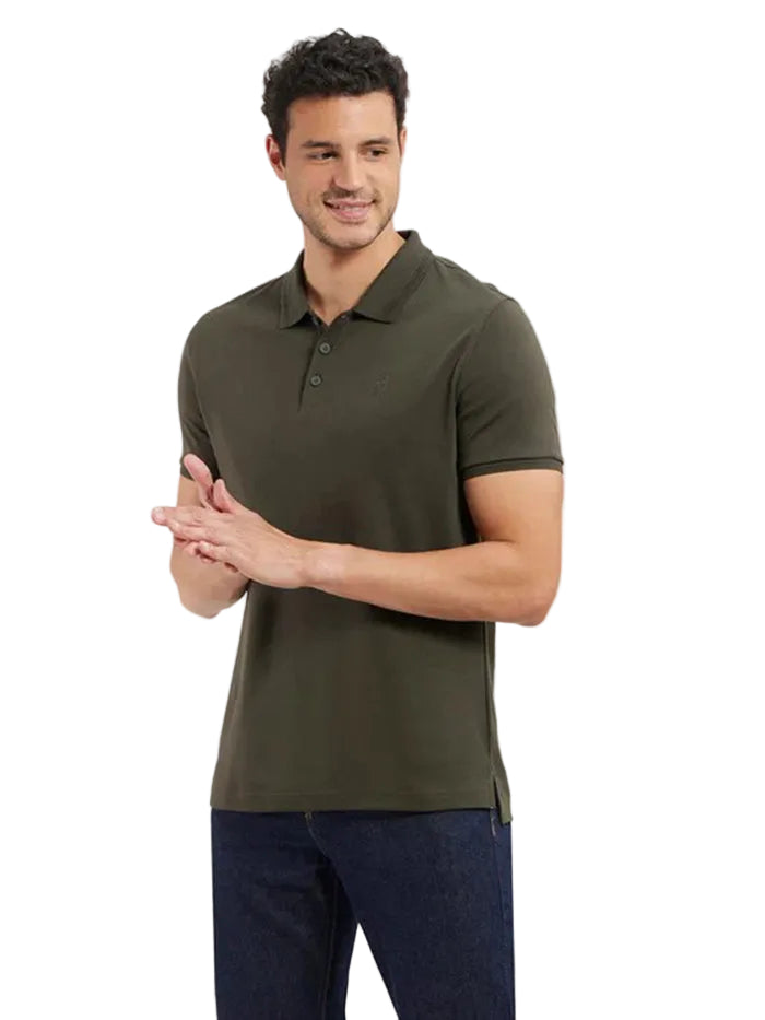 Men's Super Combed Cotton Rich Solid Half Sleeve Olive Polo T-Shirt