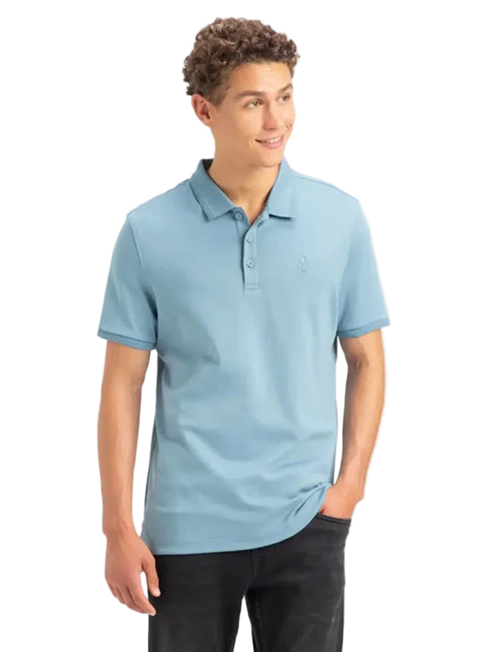 Men's Super Combed Cotton Rich Solid Half Sleeve Provincial Blue Polo T-Shirt