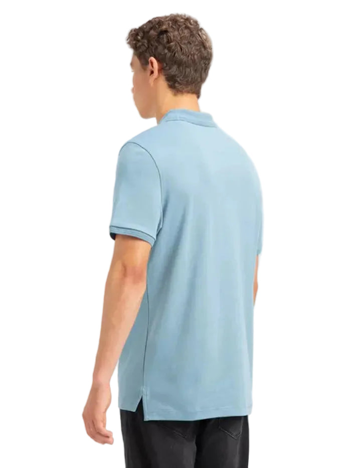 Men's Super Combed Cotton Rich Solid Half Sleeve Provincial Blue Polo T-Shirt