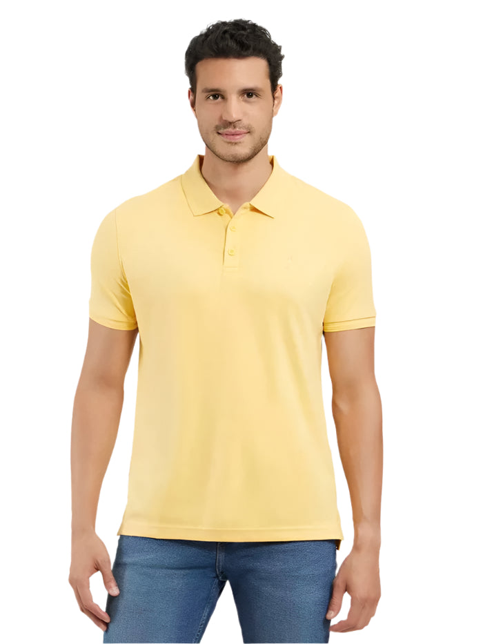 Men's Super Combed Cotton Rich Solid Half Sleeve Corn Silk Polo T-Shirt