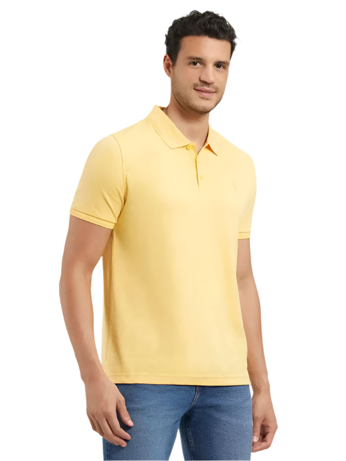 Men's Super Combed Cotton Rich Solid Half Sleeve Corn Silk Polo T-Shirt