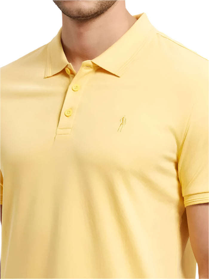 Men&#39;s Super Combed Cotton Rich Solid Half Sleeve Corn Silk Polo T-Shirt