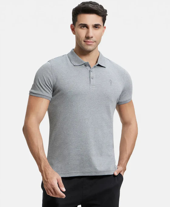 Men's Cotton Rich Solid Half Sleeve Polo T-Shirt