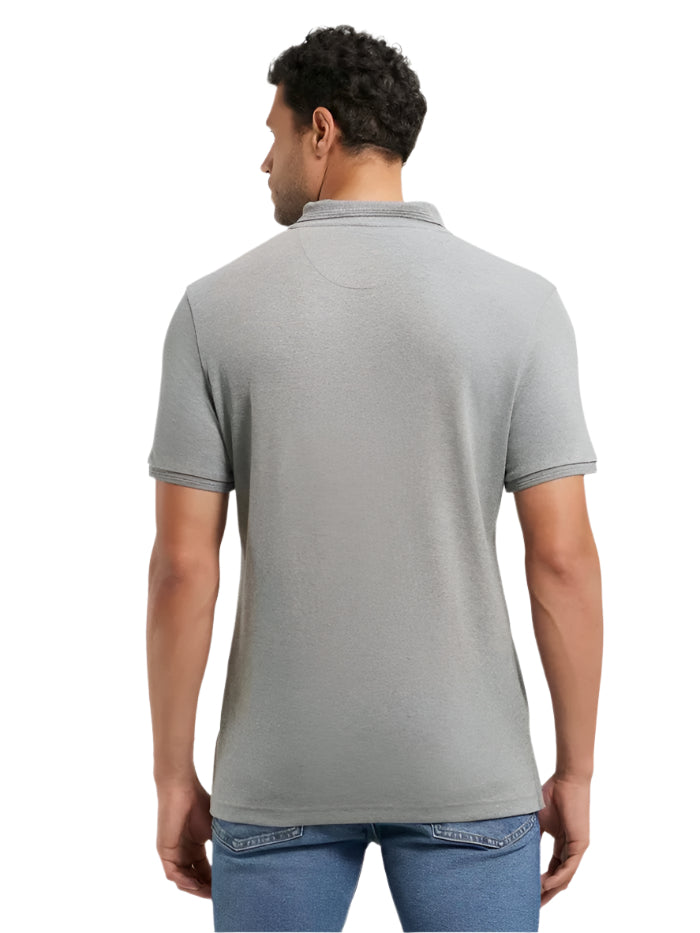 Men&#39;s Super Combed Cotton Rich Solid Half Sleeve Grey Melange Polo T-Shirt