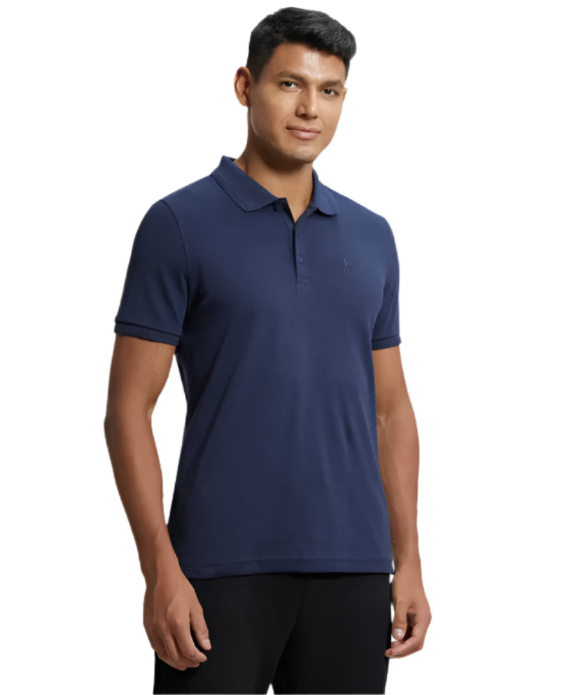 Men's Cotton Rich Solid Half Sleeve Polo T-Shirt
